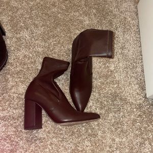 Brown leather booties